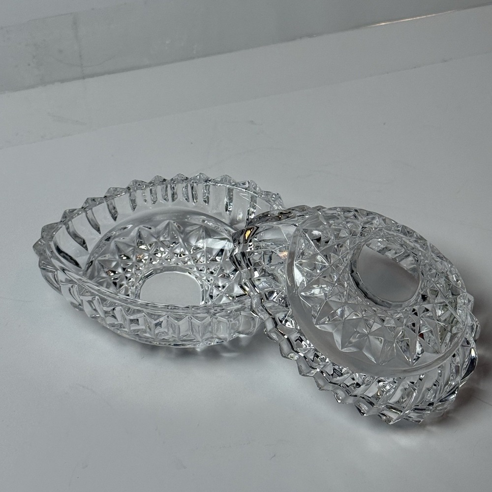 Egg Shaped Cut Crystal Trinket Box w/ Lid‎ Vintage Not original box - Picture 8 of 14
